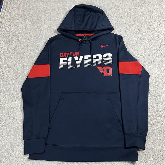 Dayton Flyers Hoodie Mens Medium Nike Sweatshirt Basketball Dri-Fit University - Picture 1 of 12